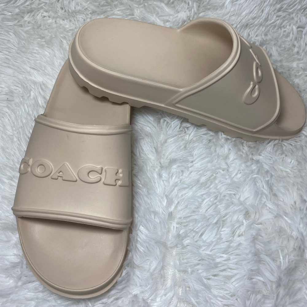Coach Cream Slide Sandals
